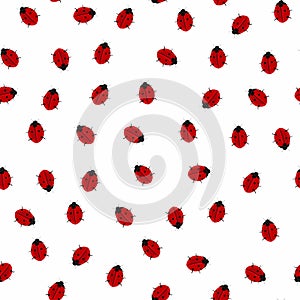 Ladybug seamless pattern. red ladybird cartoon style on white background.