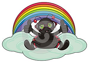 Ladybug sitting on the cloud