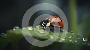 Ladybug standing on the grass. Generative AI