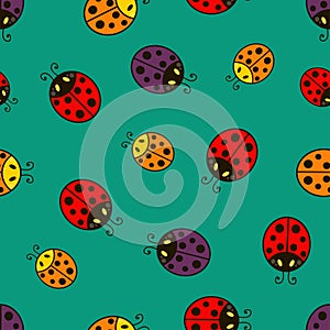 Ladybug.Vector seamless pattern.