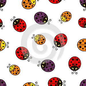 Ladybug.Vector seamless pattern.