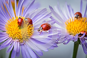 Ladybugs on camomile photo