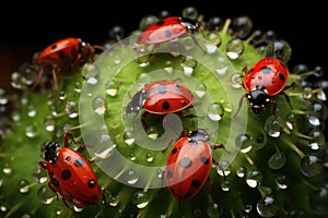 ladybugs feasting on aphids in a garden