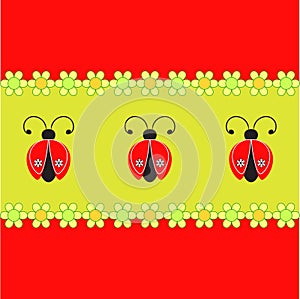 Ladybugs and Flowers Illustration, Ladybugs Card