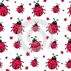 Ladybugs. Seamless pattern.