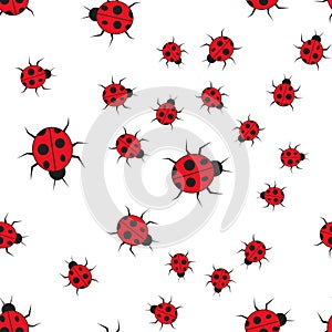 Ladybugs seamless pattern in cartoon style