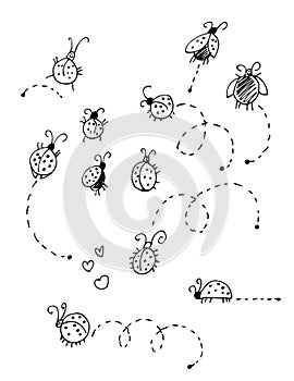 Ladybugs vector set