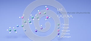 lae, molecular structures, L-Arginine ethyl ester dihydrochloride, 3d model, Structural Chemical Formula and Atoms with Color