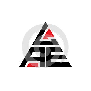 LAE triangle letter logo design with triangle shape. LAE triangle logo design monogram. LAE triangle vector logo template with red