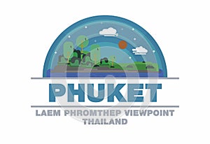 Laem Phromthep Viewpoint of Phuket,Thailand Logo symbol flat design