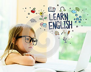 Laen English text with little girl