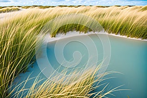 Laesoe Denmark: European marram grass in the coastal dunes at Bloeden Hale made with Generative AI
