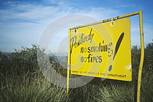 A LAFD sign that reads no smoking, no fires