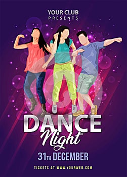 Lag b omer danceDance Night Party Flyer design with group of people dancing on shiny colorful background. Vector celebration