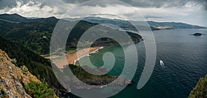 Laga beach and view of Urdaibai and Cantabrian coast, Bizkaia, Basque Country