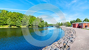 Lagan river in Stromsnasbruk town. Sweden