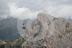 The Lagazuoi cable car at Passo di Falzarego, Dolomites, Italy