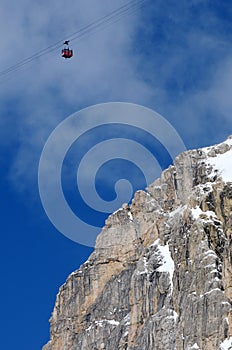 Lagazuoi mountain as seen from Passo Falzarego in winter, Dolomites, Cortina d`Ampezzo, Belluno, Veneto, Italy. photo