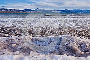 Lage Laberge freeze-up ice floes Yukon Canada