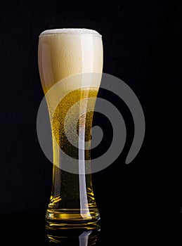 Lager beer on black background