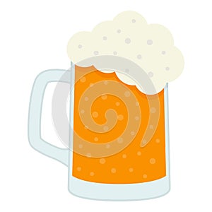 Lager Beer Glass Flat Icon Isolated on White