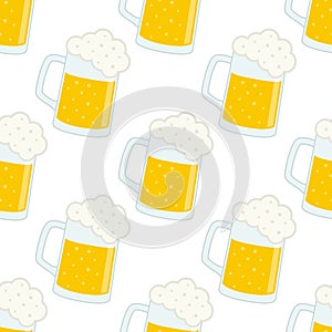 Lager Beer Glass or Mug Seamless Pattern