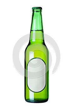 Lager beer in green bottle with blank label