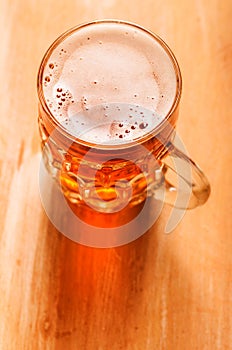 Lager beer on table