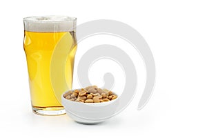 Lager and peanuts