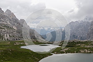 Laghi dei piani on a cloudy summer day, Alto Adige, the Dolomites, Italy
