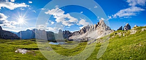 Laghi Dei Piani lake in Tre Cime di Lavaredo natural park in the morning