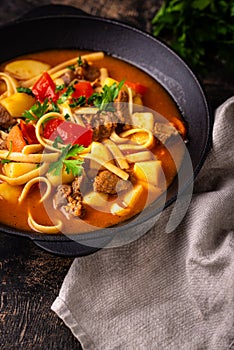 Lagman with beef and vegetables