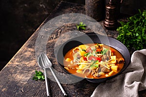 Lagman with beef and vegetables