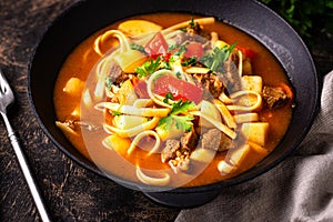 Lagman with beef and vegetables