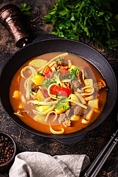 Lagman with beef and vegetables