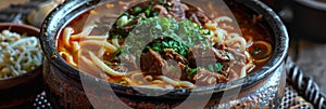 Lagman or Laghman, Traditional Thick Warming Beef Soup is Popular in Uzbekistan and Kazakhstan photo
