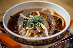 Lagman soup with meat photo