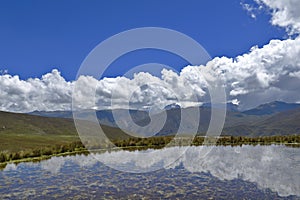 Lago andino with mountains photo