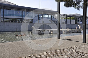 Lago das Tagides Pond from Parque das Nacoes area of Lisbon