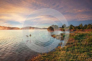 Lago di Bilancino, Barberino del Mugello, Florence, Italy: landscape at dawn of the lake photo