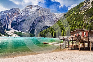 Lago di Braies, Italy - Dolomites mountains scenics