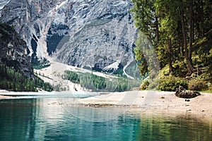 Lago di Braies, Italy - Dolomites mountains scenics