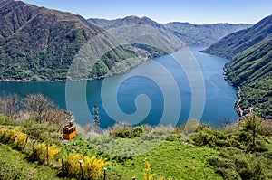 Lago di Como (Lake Como) scenic view with cable car