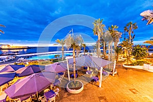 Lago Martianez pools at night, Puerto de la Cruz, Tenerife