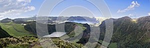 Lagoa de Santiago and Lagoa Azul on San Miguel island of Azores photo