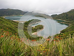 Lagoa do Fogo Lake of Fire, Sao Migel, Azores Islands