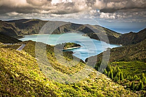 Lagoa do Fogo, a volcanic lake in Sao Miguel, Azores