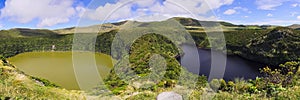 Lagoa Funda and Lagoa Comprida twin lakes on Flores island, Azores archipelago photo