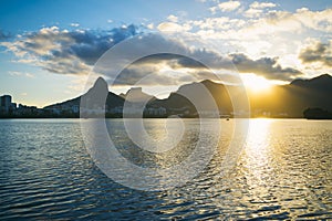 Lagoa Rio de Janeiro Brazil Sunset Skyline