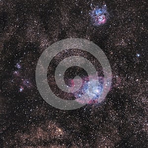 Lagoon ans trifid nebulae, m8 and m20